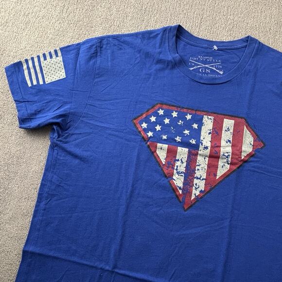 Grunt Style Shirt Adult Extra Large Blue Short Sleeve USA Patriot Casual Men's - Picture 2 of 14